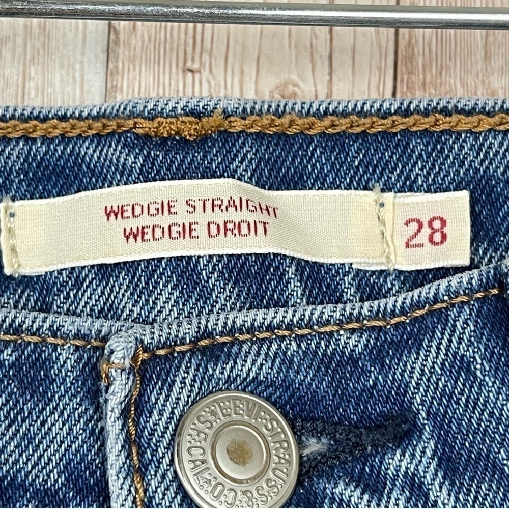 Levi’s Wedgie Straight Jazz Jive Sound Denim Jeans Size 28 x 26 IRREGULAR - Picture 9 of 16